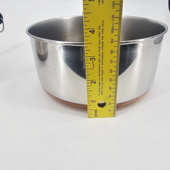 2 Vintage Revere Ware 1950's Copper 1 Qt & 2 Qt Pots With Handle & Ring NO LIDS - Picture 9 of 12